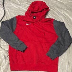 Nike Men's Red and Gray Hoodie